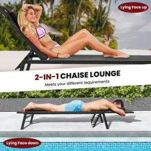 Costway Patio Tanning Lounge Chair Outdoor 5-Position Reclining Chair w/ Face Hole