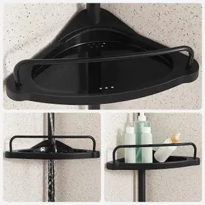 Bathroom Corner Shelf Adjustable Black Telescopic Shower Caddy Storage Organiser BCB001B01