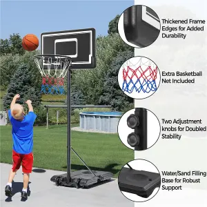 Yaheetech Portable Basketball System with Adjustable Pole 76cmL x 45.5cmW