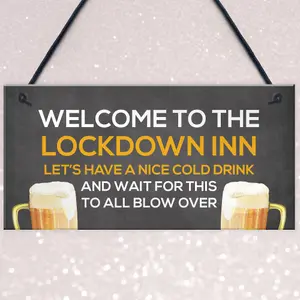 Lockdown Inn Funny Home Bar Sign Man Cave Garage Door Sign Gift