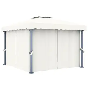 Berkfield Gazebo with Curtain 3x3 m Cream White Aluminium