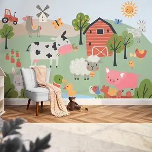 Down On The Farm Mural In Multicoloured (350cm x 240cm)