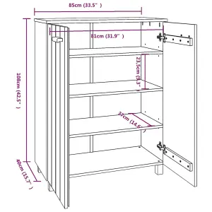 Shoe Cabinet HAMAR Light Grey 85x40x108 cm Solid Wood Pine