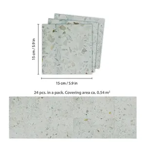 Walplus Marble Terrazzo Metallic Silver Metallic Tile Stickers Multipack 120Pcs