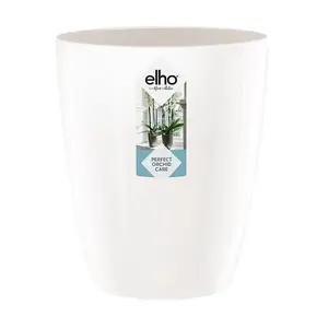 Elho Brussels Diamond Orchid High 12.5cm White Recycled Plastic Plant Pot