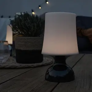 ValueLights Colmar 3 Pack Wireless Outdoor Portable Battery Operated LED Black Touch Table Lamps with Shades