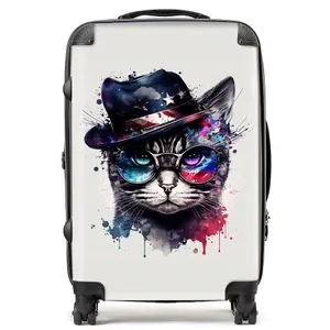 American Shorthair Cat Face Glasses Splashart Suitcase - Medium