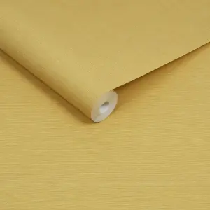 Stitch Please Saffron Yellow Textured Plain Wallpaper