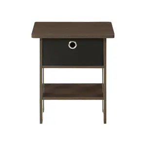 Joseph Side Table Nightstand with Bin Drawer, 2 per set (Set of 2) Dark Brown