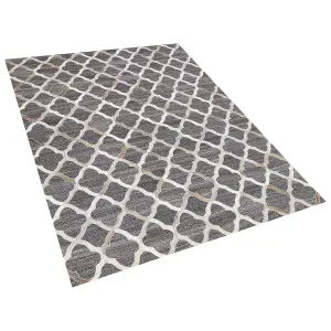 Cowhide Area Rug 160 x 230 cm Grey and Beige ROLUNAY