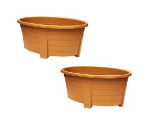 2 x Terracotta Oval Planter Trough 55cm