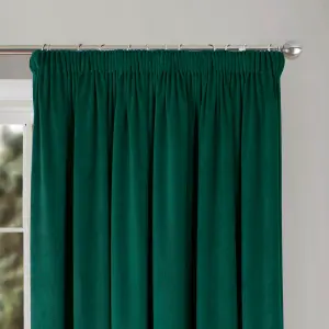 Home Curtains Montreal Super Soft Velour Fully Lined 90w x 90d" (229x229cm) Bottle Green 3" Pencil pleat Curtains (PAIR)