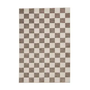 Baltimore 66618 Checkerboard Geometric Modern Rugs in Grey - 60x120cm