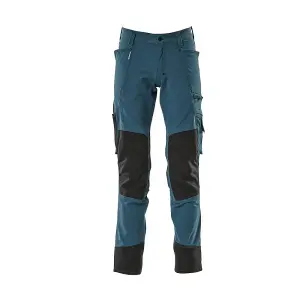 Mascot Advanced Stretch Trousers with Kneepad Pockets - Dark Petroleum   (35.5) (Leg Length - Short)