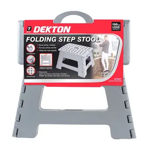 Dekton Folding Step Stool 150kg Max Anti Slip Home Workplace Aid Ladder Portable - 35cm Grey