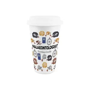 Palaeontologist Ceramic Travel Mug - Novelty Fossils Themed Gifts/ Presents - Double-Walled Insulated Hot/Cold Drinks Flask Cup