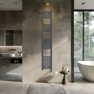 Rinse Bathrooms Smart WiFi Thermostatic Electric Bathroom Straight Heated Towel Rail Radiator with Timer 1800x300mm - Anthracite