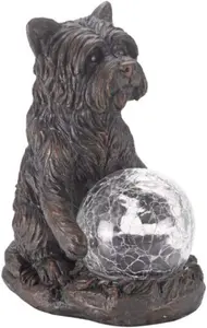 Solar Powered Multicoloured LED Dog Statue Garden Ornament