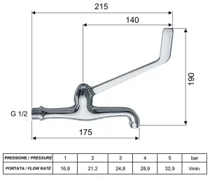 Remer Chrome Plated Brass Wall Mounted Tap Disabled Mobility Easy Usable Long Lever