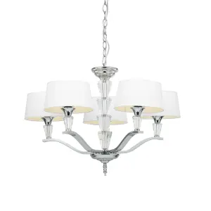 Anson Lighting Retba 5lt  Chrome plate & vintage white fabric Ceiling pendant