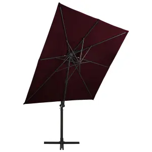 Berkfield Cantilever Umbrella with Double Top 250x250 cm Bordeaux Red