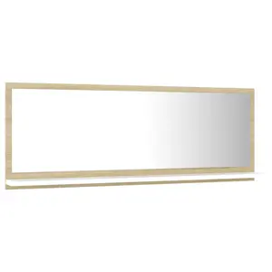 Dorlene Framed Wall Mounted Bathroom Mirror White And Sonoma Oak / 90 cm