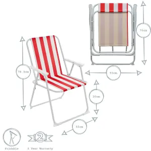 Harbour Housewares - Folding Metal Beach Chair - Red Stripe