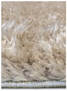 Lagom Collection Solid Design Shaggy Rug in Natural