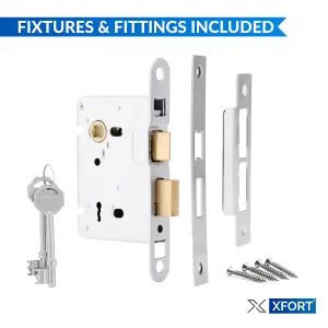 XFORT 3 Lever Polished Chrome Mortice Sashlock 75mm