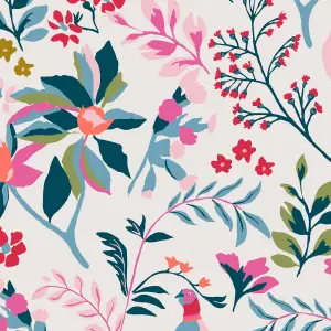 Joules Multicolour Bird & floral Smooth Wallpaper Sample