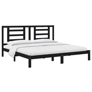 Berkfield Bed Frame Black Solid Wood Pine 200x200 cm