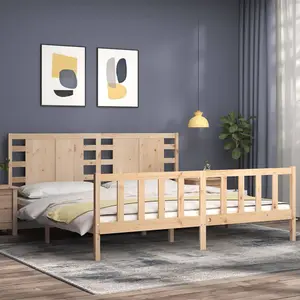 Berkfield Bed Frame with Headboard 200x200 cm Solid Wood