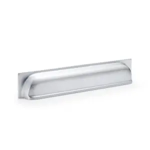 Backplate Cup Handle - Satin Chrome 203mm Centres Solid Brass Shaker Drawer Pull