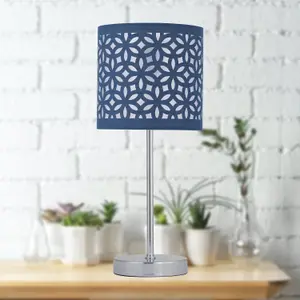 First Choice Lighting Navy Blue Laser Cut 15.5cm Table Lamp Shade