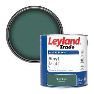 Leyland Trade Vinyl Matt Walls & Ceilings Emulsion Paint Steel Green (PPG1143-6) 2.5L