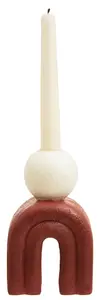 Interiors by Premier Modern White Candle Holder with Red Base, Antique Candle Holder For Living Room, Large Candle Holder For Home