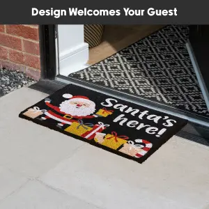 JVL Latex Christmas Coir Door Mats - 40 x 58cm - Santa