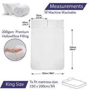 Duvet & Pillows Set King Size  Hypoallergenic Pillows & All Year Duvet 10.5 Tog Soft