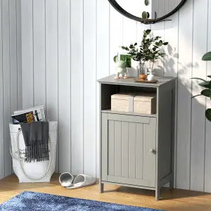 COSTWAY Bathroom Side Cabinet with Single Door and Open Shelf