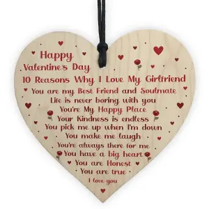 Novelty Valentines Gift For Girlfriend Wooden Heart Gift For Her Special Keepsake Love Sign