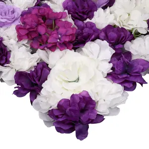 Artificial Flower Wall Backdrop Panel, 60cm x 40cm, Lavender & White