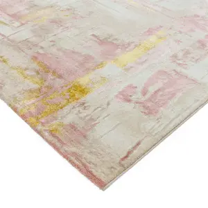 Pink Modern Easy To Clean Abstract Rug For Dining Room Bedroom And Living Room-80cm X 150cm