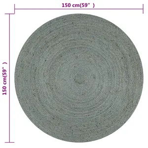 Handmade Rug Jute Round 150 cm Olive Green