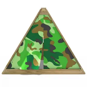 Rebo Mini Wooden Climbing Pyramid Adventure Playset - Den and Slide - Camo