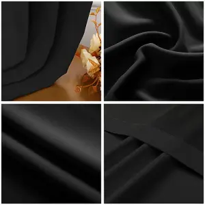 Black Total Blackout Thermal Eyelet Curtains - 46 x 72 Inch Drop - 2 Panel