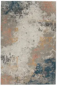 Luxurious Grey Blue Modern Abstract Rug For Living Room Bedroom & Dining Room-66 X 230cm (Runner)