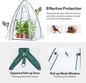 Portable Tent Style Greenhouse - Weatherproof Plant Protector with PE Cover, Zippered Door & Window