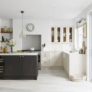 GoodHome Verbena Painted natural ash Matt cashmere Shaker Highline Cabinet door (W)150mm (H)715mm (T)20mm