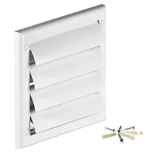 White Gravity Grille 100 mm / 4" External Ducting Air Vent with Round Spigot and Non-Return Gravity Shutters for Extractor Fans