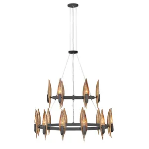 Luminosa Hinkley Willow Cylindrical Pendant Ceiling Light Carbon Black with Deluxe Gold